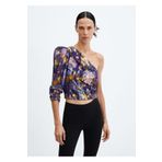 MANGO Woman Desenli asimetrik bluz