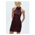 MANGO Woman Halter yaka payetli elbise