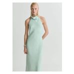 MANGO Woman Halter yaka saten elbise