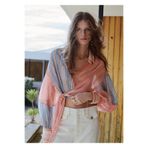 MANGO Woman Kurdele detaylı çizgili bluz