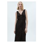 MANGO Woman Leopar desenli V yakalı elbise