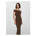 Mango Woman Omzu açık drape elbise