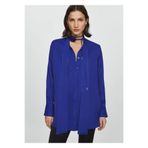 MANGO Woman Saten çiçekli chocker bluz