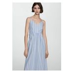 MANGO Woman Sırtı cut-out detaylı çizgili elbise