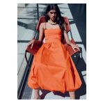 MANGO Woman Straplez balon etkili elbise