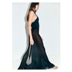 MANGO Woman Yarı şeffaf uzun elbise çapraz yaka