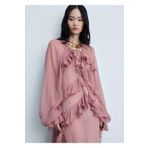 MANGO Woman Yarı Şeffaf Volanlı Şifon Elbise