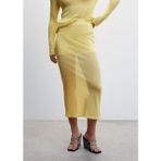 Mango Yarı Şeffaf Örme Etek - Pastel Sarı