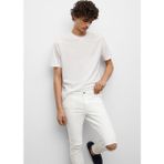 Mango Yırtık detaylı dar kesim jean pantolon - Beyaz - XS