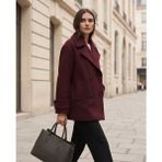 Mango Yün Karışımlı S-L Beden Kruvaze Kaban - Bordo