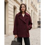 Mango Yün Karışımlı S-L Beden Kruvaze Kaban - XS - Bordo