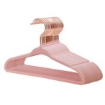 MangoKit Bebek Kaymaz Kadife Elbise Askısı, Bebek ve Küçük Çocuk Askısı, Yer Tasarruflu Çocuk Askısı, 360 Derece Dönebilen Pembe Altın Kanca Elbise Askısı Gül (15 Adet, 27.8 cm)