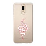 Manitoba Huawei Mate 10 Lite ile Uyumlu Baskılı Yumuşak Silikon Şeffaf Telefon Kılıfı, Kırmızı Yılan Deseni
