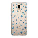 Manitoba Huawei Mate 10 Lite ile Uyumlu Baskılı Yumuşak Silikon Şeffaf Telefon Kılıfı, Mavi Kelebek Desen