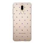 Manitoba Huawei Mate 10 Lite ile Uyumlu Baskılı Yumuşak Silikon Şeffaf Telefon Kılıfı, Mor Kalp Deseni
