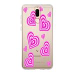 Manitoba Huawei Mate 10 Lite ile Uyumlu Baskılı Yumuşak Silikon Şeffaf Telefon Kılıfı, Pembe Kalp Deseni