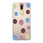 Manitoba Huawei Mate 10 Lite ile Uyumlu Baskılı Yumuşak Silikon Şeffaf Telefon Kılıfı, Renkli Smiley Desen