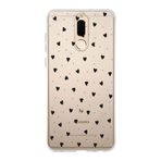 Manitoba Huawei Mate 10 Lite ile Uyumlu Baskılı Yumuşak Silikon Şeffaf Telefon Kılıfı, Siyah Kalp Deseni
