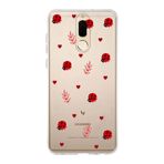 Manitoba Huawei Mate 10 Lite ile Uyumlu Baskılı Yumuşak Silikon Şeffaf Telefon Kılıfı, Uğur Böceği ve Kalp Deseni