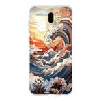 Manitoba Huawei Mate 10 Lite ile Uyumlu Dalga Tasarımlı Baskılı Şeffaf Silikon Telefon Kılıfı, Çok Renkli