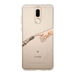 Manitoba Huawei Mate 10 Lite ile Uyumlu El ve Pati Tasarımlı Baskılı Şeffaf Silikon Telefon Kılıfı, Çok Renkli