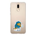 Manitoba Huawei Mate 10 Lite ile Uyumlu Garfield Tasarımlı Baskılı Şeffaf Silikon Telefon Kılıfı, Çok Renkli