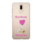 Manitoba Huawei Mate 10 Lite ile Uyumlu Heart Break Tasarımlı Baskılı Şeffaf Silikon Telefon Kılıfı, Çok Renkli