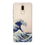 Manitoba Huawei Mate 10 Lite ile Uyumlu Kanagawa Dalgası Tasarımlı Baskılı Şeffaf Silikon Telefon Kılıfı, Çok Renkli