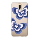 Manitoba Huawei Mate 10 Lite ile Uyumlu Kelebek Tasarımlı Baskılı Şeffaf Silikon Telefon Kılıfı, Çok Renkli