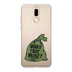 Manitoba Huawei Mate 10 Lite ile Uyumlu Make That Money Tasarımlı Baskılı Şeffaf Telefon Kılıfı, Çok Renkli