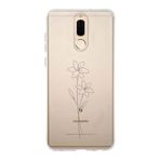 Manitoba Huawei Mate 10 Lite ile Uyumlu Minimal Çiçek Tasarımlı Baskılı Şeffaf Silikon Telefon Kılıfı, Çok Renkli