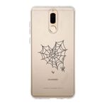 Manitoba Huawei Mate 10 Lite ile Uyumlu Örümcek Ağı Tasarımlı Baskılı Şeffaf Telefon Kılıfı