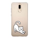 Manitoba Huawei Mate 10 Lite ile Uyumlu Sevimli Kedi Tasarımlı Baskılı Şeffaf Telefon Kılıfı