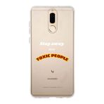 Manitoba Huawei Mate 10 Lite ile Uyumlu Stay Away Tasarımlı Baskılı Şeffaf Telefon Kılıfı, Çok Renkli, Silikon