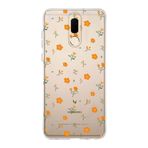 Manitoba Huawei Mate 10 Lite ile Uyumlu Turuncu Çiçekler Tasarımlı Baskılı Şeffaf Telefon Kılıfı