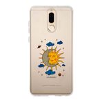 Manitoba Huawei Mate 10 Lite Uyumlu Ay Güneş ve Gezegen Tasarımlı Baskılı Şeffaf Silikon Telefon Kılıfı