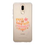 Manitoba Huawei Mate 10 Lite Uyumlu Fall In Love Tasarımlı Baskılı Şeffaf Telefon Kılıfı, Çok Renkli