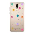 Manitoba Huawei Mate 10 Lite Uyumlu Gülen Yüz ve Yıldızlar Tasarımlı Baskılı Şeffaf Telefon Kılıfı