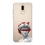 Manitoba Huawei Mate 10 Lite Uyumlu Heykel Tasarımlı Baskılı Şeffaf Telefon Kılıfı, Çok Renkli