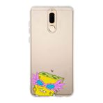 Manitoba Huawei Mate 10 Lite Uyumlu SpongeBob Tasarımlı Baskılı Şeffaf Silikon Telefon Kılıfı, Çok Renkli