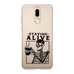 Manitoba Huawei Mate 10 Lite Uyumlu Staying Alive Tasarımlı Baskılı Şeffaf Telefon Kılıfı