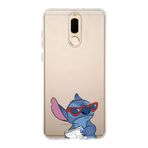 Manitoba Huawei Mate 10 Lite Uyumlu Stitch Tasarımlı Baskılı Şeffaf Telefon Kılıfı, Çok Renkli