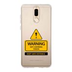 Manitoba Huawei Mate 10 Lite Uyumlu Warning Tasarımlı Baskılı Şeffaf Telefon Kılıfı, Çok Renkli