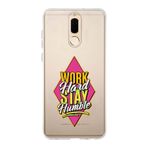 Manitoba Huawei Mate 10 Lite Uyumlu Work Hard Tasarımlı Baskılı Şeffaf Telefon Kılıfı