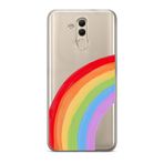 Manitoba Huawei Mate 20 Lite ile Uyumlu Baskılı Yumuşak Silikon Şeffaf Telefon Kılıfı, Gökkuşağı Desen