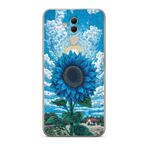 Manitoba Huawei Mate 20 Lite ile Uyumlu Baskılı Yumuşak Silikon Şeffaf Telefon Kılıfı, Mavi Çiçek Deseni