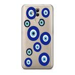 Manitoba Huawei Mate 20 Lite ile Uyumlu Baskılı Yumuşak Silikon Şeffaf Telefon Kılıfı, Mavi Göz Deseni