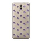 Manitoba Huawei Mate 20 Lite ile Uyumlu Baskılı Yumuşak Silikon Şeffaf Telefon Kılıfı, Mor Fiyonk Deseni