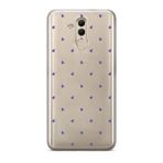 Manitoba Huawei Mate 20 Lite ile Uyumlu Baskılı Yumuşak Silikon Şeffaf Telefon Kılıfı, Mor Kalp Deseni