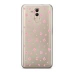 Manitoba Huawei Mate 20 Lite ile Uyumlu Baskılı Yumuşak Silikon Şeffaf Telefon Kılıfı, Pembe Desenli